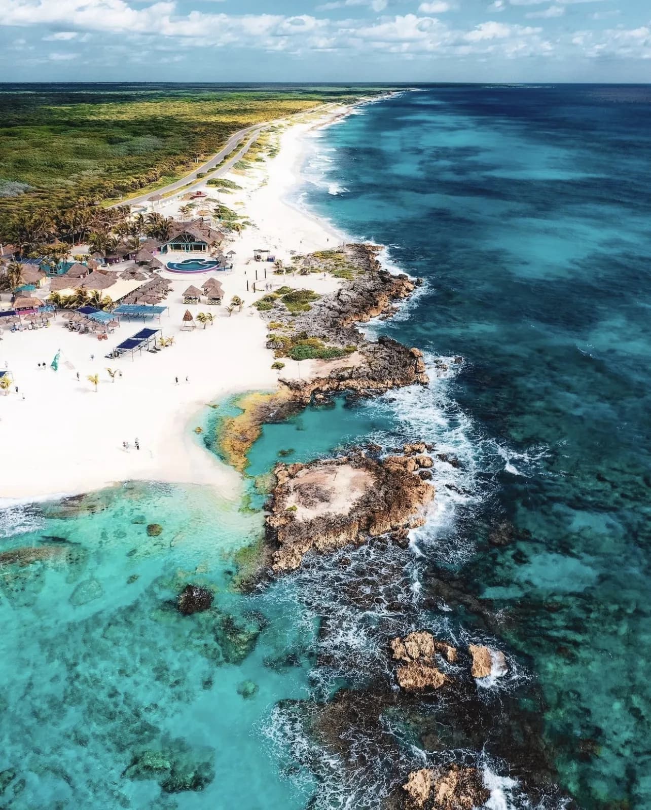 Cozumel East Coast Bar Hop Tour - aerial east coast beach club in Cozumel